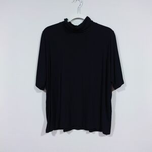 Lauren Ralph Lauren Black Top Size 2XL Short Sleeve Mock Neck Stretch Classic